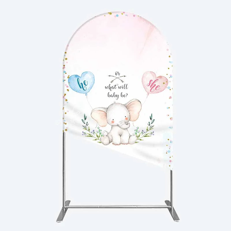 Lofaris Cute Watercolor Baby Elephant Gender Reveal Arch Backdrop Pink Blue Hearts Or What Will Be Party