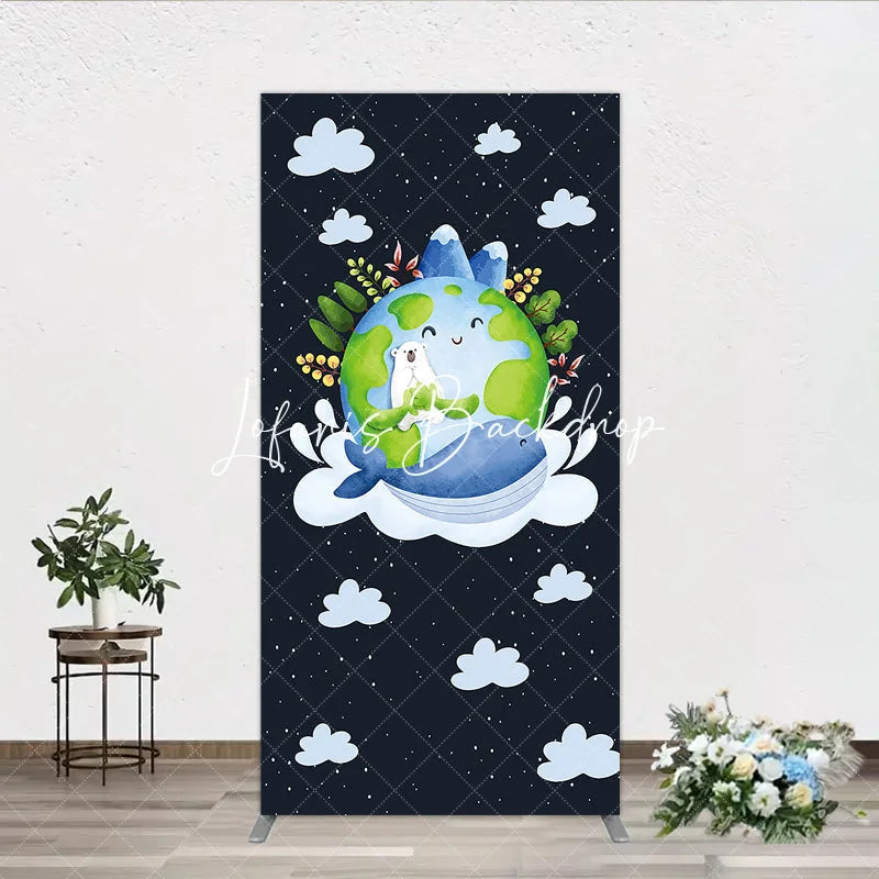 Lofaris Cute Watercolor Earth Polar Bear Whale Rectangle Arch Backdrop Environmental Save the Planet Party Decoration.