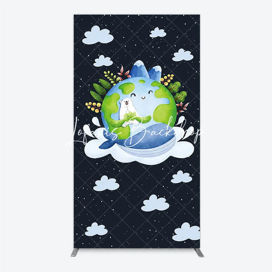 Lofaris Cute Watercolor Earth Polar Bear Whale Rectangle Arch Backdrop Environmental Save the Planet Party Decoration.