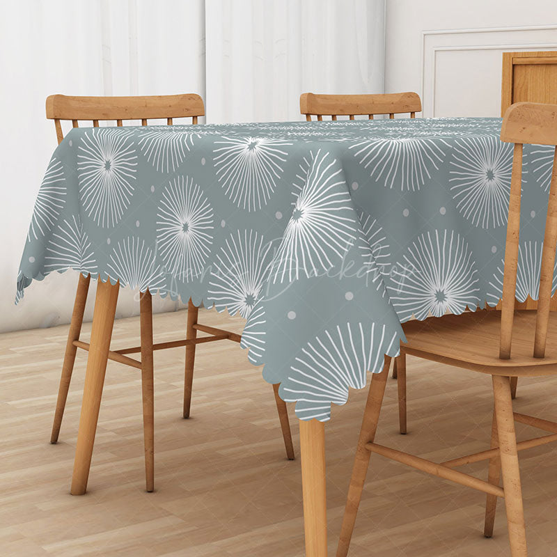 Lofaris Cute White Dandelion Rectangle Tablecloth for Whimsical Spring and Modern Farmhouse Kitchen Decor