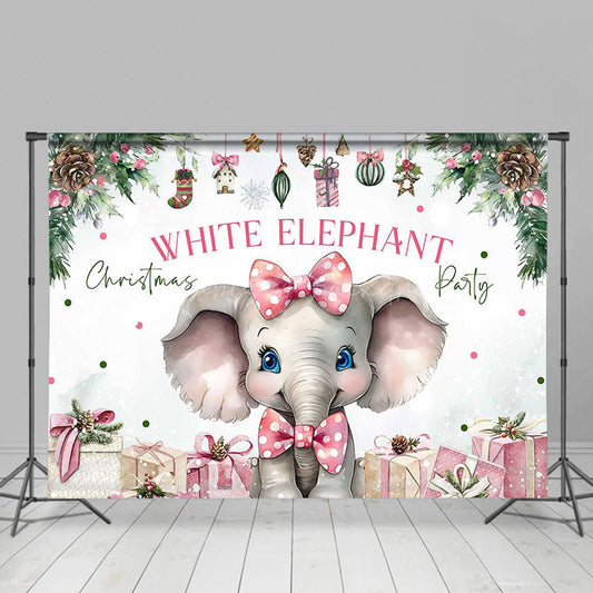 Lofaris Cute White Elephant Gifts Christmas Party Backdrop