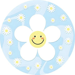 Lofaris Daisy Floral Round Backdrop Yellow White Spring Flower Circle Frame Wedding Birthday Baby Shower Photo Background