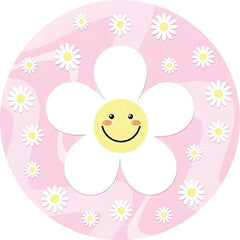 Lofaris Daisy Floral Round Backdrop Yellow White Spring Flower Circle Frame Wedding Birthday Baby Shower Photo Background
