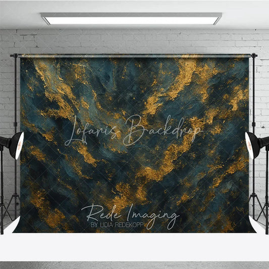 Lofaris Dark Blue and Gold Abstract Texture Photography Backdrop Elegant Artistic Portrait Background