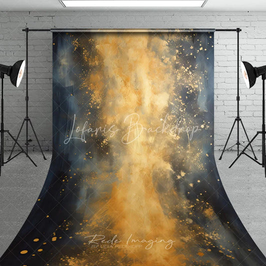 Lofaris Dark Blue and Gold Abstract Textured Sweep Backdrop Elegant Artistic Photography Background