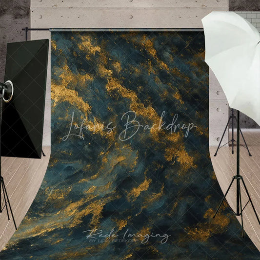 Lofaris Dark Blue and Gold Texture Sweep Backdrop Elegant Abstract Art Photography Background for Portrait
