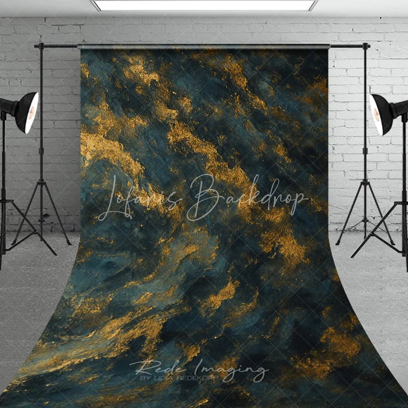 Lofaris Dark Blue and Gold Texture Sweep Backdrop Elegant Abstract Art Photography Background for Portrait