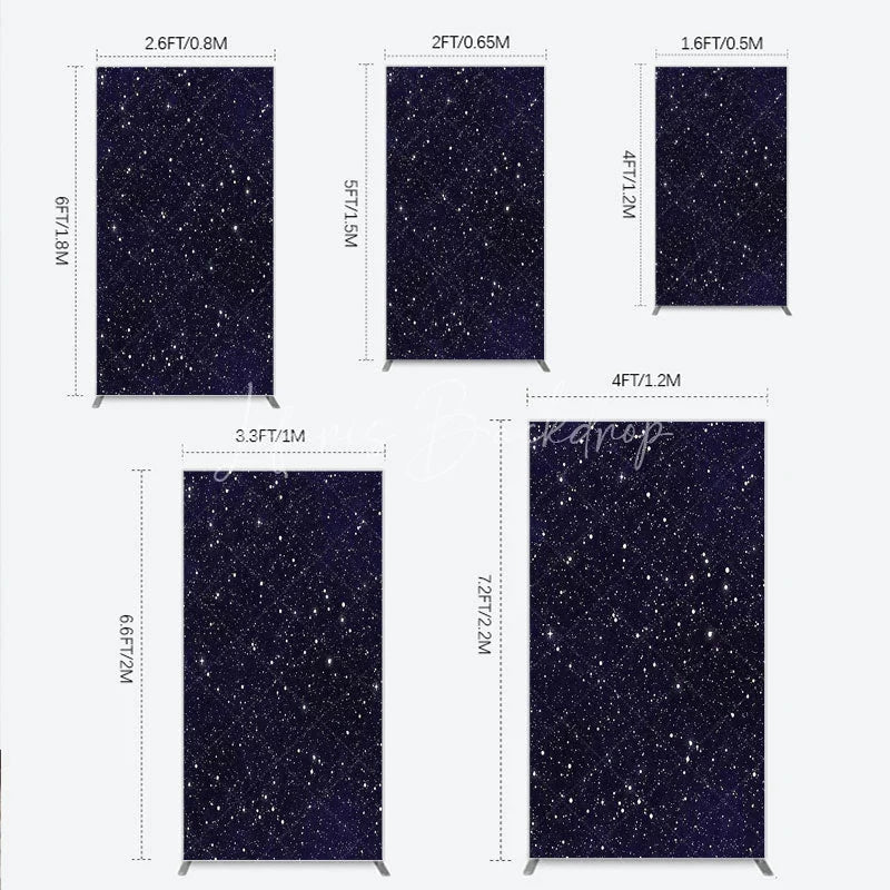 Lofaris Dark Blue Starry Night Galaxy Rectangle Arch Backdrop Celestial Space Theme for Birthday Party Decor