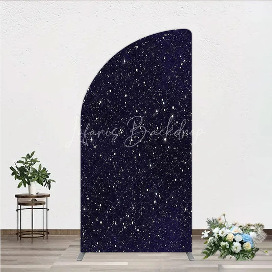 Lofaris Dark Blue Starry Night Half Moon Arch Backdrop Celestial Galaxy Theme for Baby Shower and Birthday Party Decor