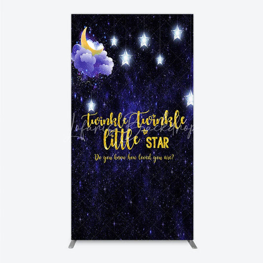 Lofaris Dark Blue Starry Night Twinkle Little Star Rectangle Arch Backdrop Moon and Glowing Stars Baby Shower Decor