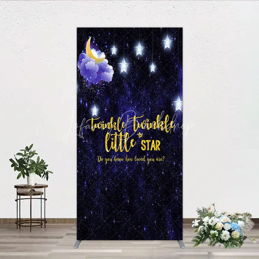 Lofaris Dark Blue Starry Night Twinkle Little Star Rectangle Arch Backdrop Moon and Glowing Stars Baby Shower Decor