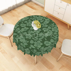 Lofaris Dark Green Tropical Floral Round Tablecloth Botanical Leaf and Flower Table Cover for Garden Party