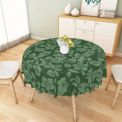 Lofaris Dark Green Tropical Floral Round Tablecloth Botanical Leaf and Flower Table Cover for Garden Party