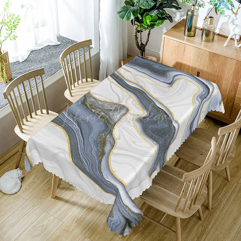 Lofaris Dark Grey Glitter Rectangle Tablecloth with Gradient Effect for Modern and Glamorous Party Decor