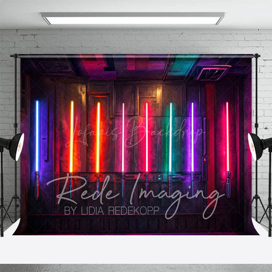 Lofaris Dark Lightsabers Warehouse Science Fiction Backdrop