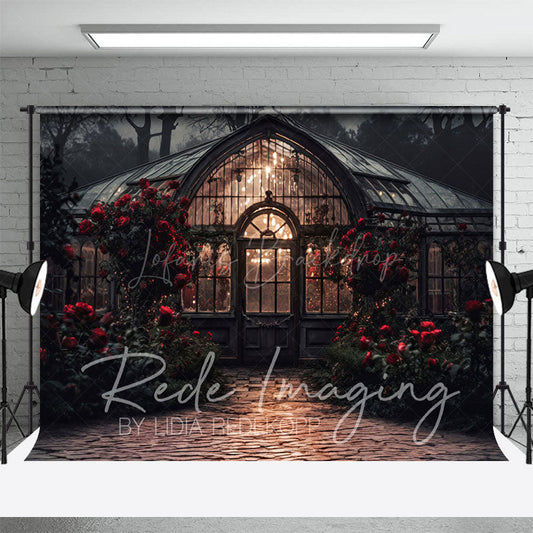 Lofaris Dark Night Lighted Lovely Greenhouse Photo Backdrop