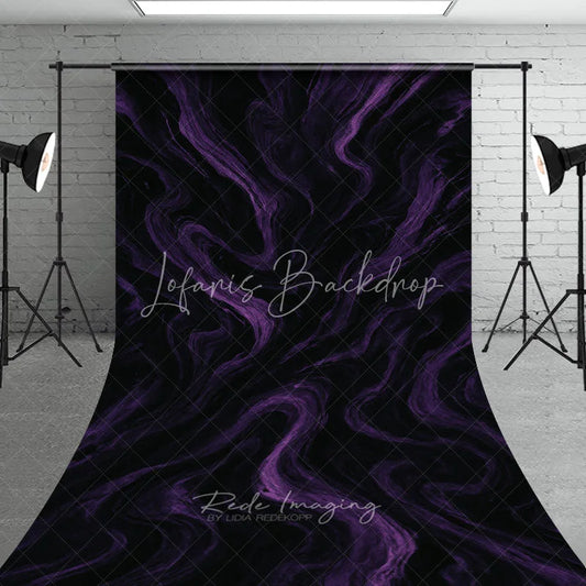 Lofaris Dark Purple and Black Abstract Swirling Sweep Backdrop Elegant Textured Marble Photography Background for Portraits