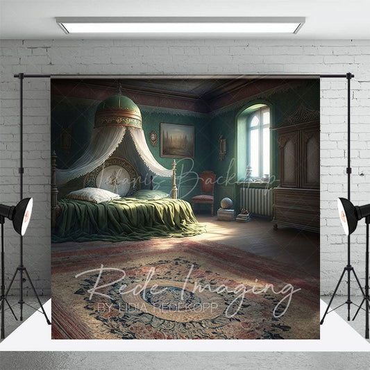Lofaris Dark Vintage Princess Bedroom Photography Backdrop