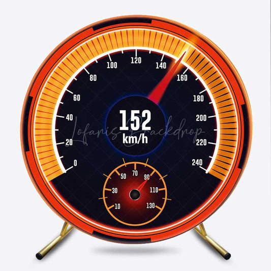 Lofaris Dashboard Display Racing Boy Birthday Round Backdrop