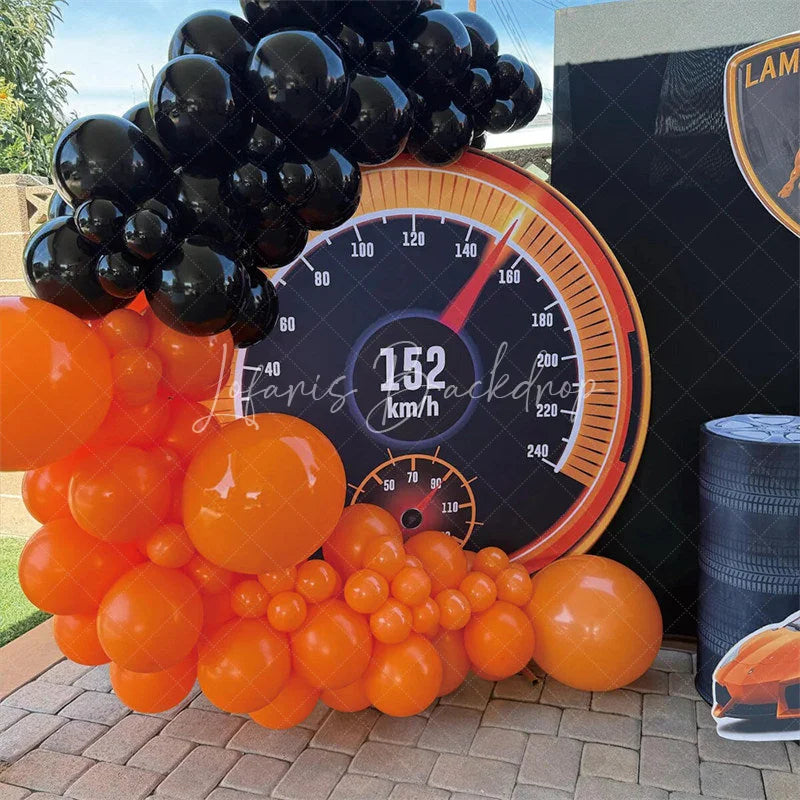 Lofaris Dashboard Display Racing Boy Birthday Round Backdrop