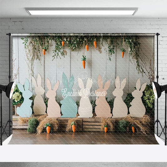 Lofaris Decorative Wooden Rabbit Statues Carrots Backdrop