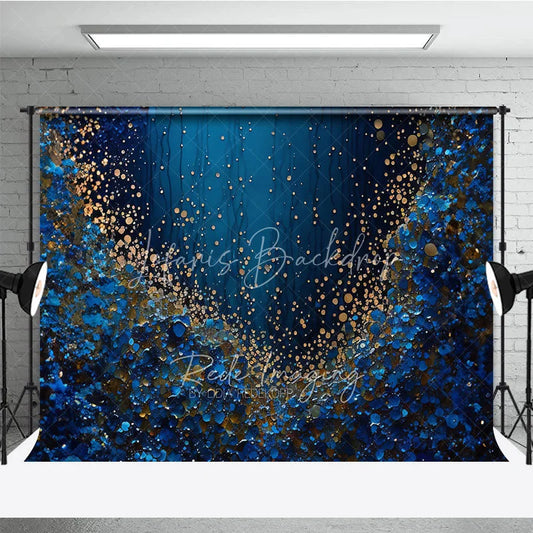 Lofaris Deep Blue and Gold Glitter Abstract Photography Backdrop Luxurious Shimmering Texture for Portraits