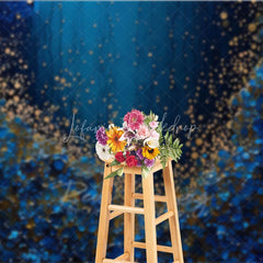 Lofaris Deep Blue and Gold Glitter Abstract Photography Backdrop Luxurious Shimmering Texture for Portraits