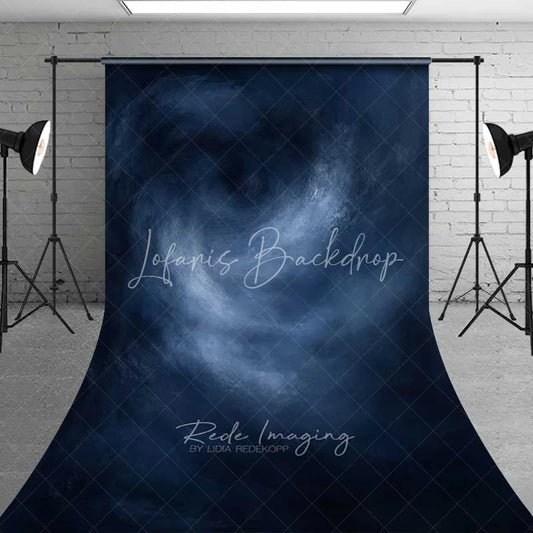 Lofaris Deep Blue Swirling Abstract Backdrop Dark Moody Painted Canvas Professional Fine Art Photography Background