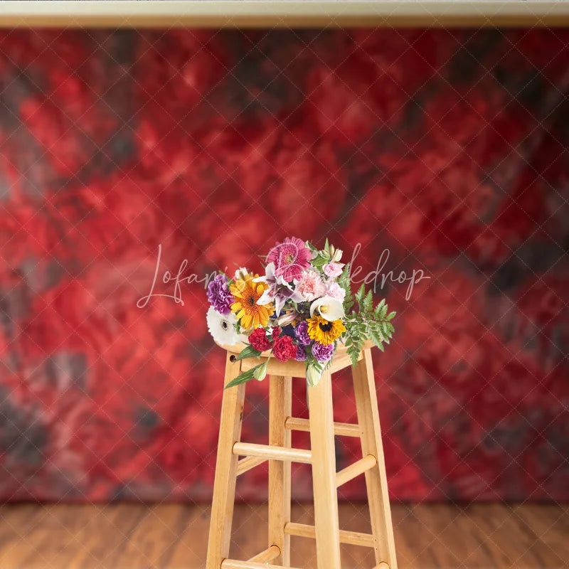 Lofaris Deep Red and Dark Grey Abstract Textured Photography Backdrop Artistic Studio Portrait Background for Fine Art