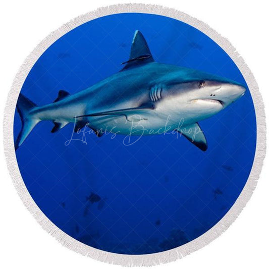 Lofaris Deep Sea Sharks Danger Summer Vibe Round Beach Towel