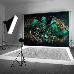 Lofaris Deep Teal Geometric Geode Crystal Backdrop Gold Dust Abstract Art Photography Background Modern Party Decor