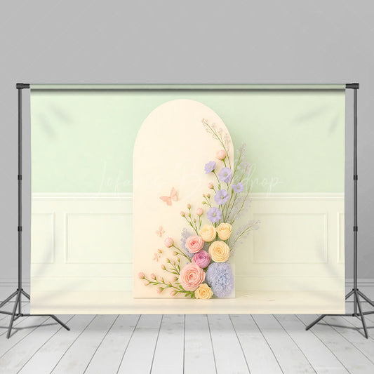 Lofaris Delicate Floral Boho Green Wall Wedding Backdrop