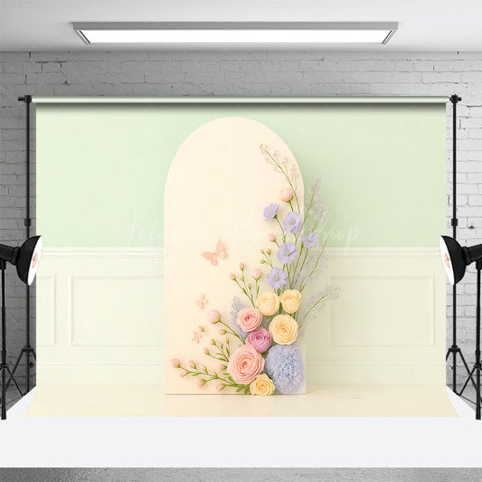 Lofaris Delicate Floral Boho Green Wall Wedding Backdrop