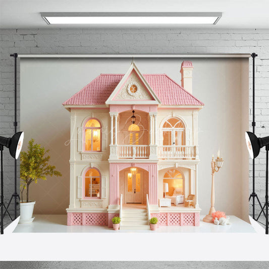 Lofaris Delicate Pink White Toy House Lamp Dreamy Backdrop