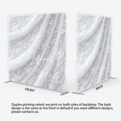 Lofaris Delicate White Lace Floral Pearl Embellished Square Double-Sided Backdrop Elegant Wedding Photography Decor