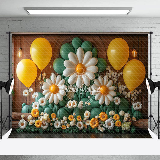 Lofaris Delicate Yellow Spring Blooms Cake Smash Backdrop