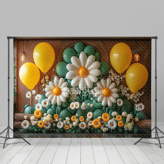 Lofaris Delicate Yellow Spring Blooms Cake Smash Backdrop