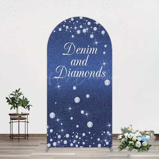 Lofaris Denim Diamonds Navy Blue Birthday Arch Backdrop
