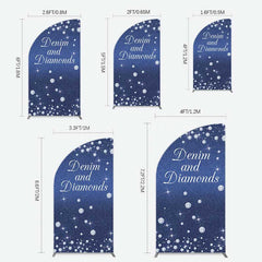 Lofaris Denim Diamonds Navy Blue Birthday Half Moon Arch Backdrop