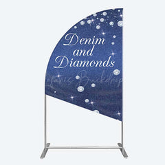 Lofaris Denim Diamonds Navy Blue Birthday Half Moon Arch Backdrop