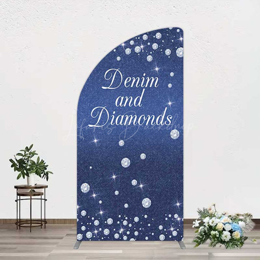 Lofaris Denim Diamonds Navy Blue Birthday Half Moon Arch Backdrop