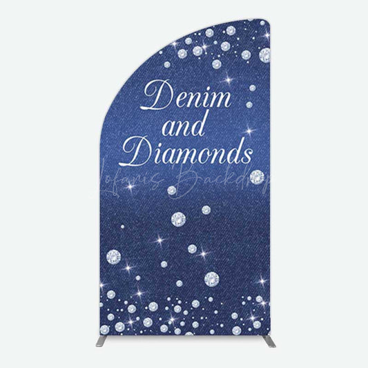 Lofaris Denim Diamonds Navy Blue Birthday Half Moon Arch Backdrop