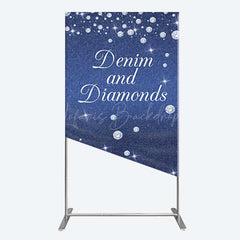 Lofaris Denim Diamonds Navy Blue Birthday Rectangle Backdrop