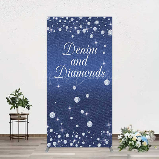 Lofaris Denim Diamonds Navy Blue Birthday Rectangle Backdrop