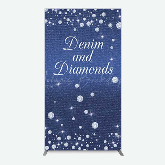Lofaris Denim Diamonds Navy Blue Birthday Rectangle Backdrop
