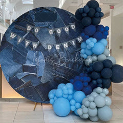 Lofaris Denim Random Splicing Round Birthday Backdrop