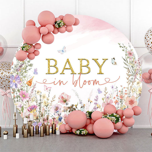 Lofaris Dense Colorful Wildflower Round Baby Shower Backdrop