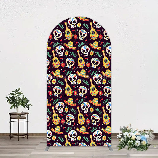 Lofaris Dense Skull Guitar Day Of The Dead Arch Backdrop