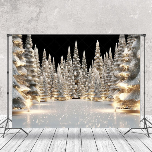 Lofaris Dense Snowy Xmas Trees Light Christmas Vibe Backdrop