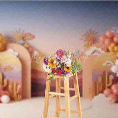 Lofaris Desert Sunset Cactus Photography Backdrop Boho Mountains Birthday Party Banner